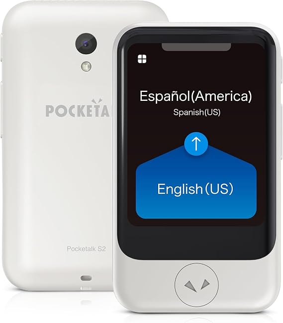 POCKETALK S2 Business eSIM 5 Year White - Voice & Camera Translator - Two-Way AI Translation Device with Built-in Global Data, Works in 170+ Countries, Supports 92+ Languages