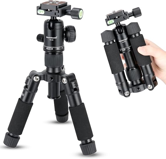 Koolehaoda Mini Tabletop Tripod with 360 Ball Head, 20" Portable - Black | Aluminum Desktop Tripod Stand for DSLR Camera Video Camcorder Phone Compact Lightweight Design, Load up to 11lbs