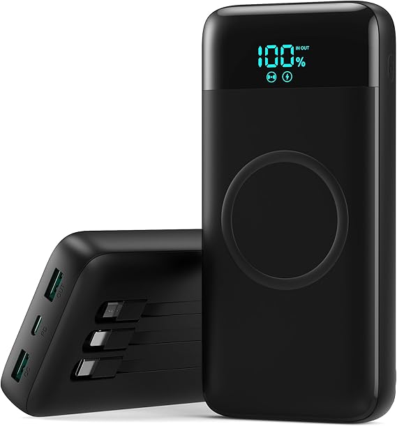 Wireless Portable Charger Power Bank 40800mAh Travel Essentials with Cables