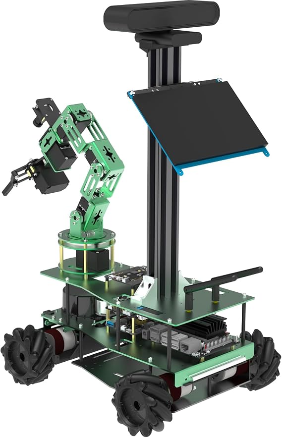 Yahboom AI Robotic with Jetson Nano ROS Programmable Electronics Kit with 7in Touch Screen DIY Robotics Arm Kit Lidar Mapping Navigation Voice Recognition Conversation