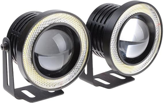 2pcs High Power 3.5" Projector Universal LED Fog Light White/Blue/Red COB Halo Angel Eye Rings (Blue)