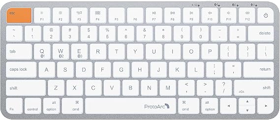ProtoArc K90-A Backlit Bluetooth Keyboard for Mac/iPad, White Silver