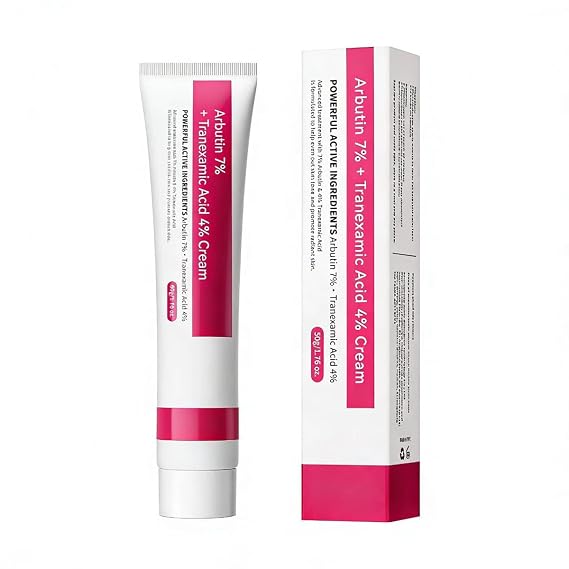 Arbutin 7% + Tranexamic Acid 4% Cream, Dark Spot Corrector for Face, 70,000ppm & Arbutin 40,000ppm TXA, Moisturizing Cream with Niacinamide and Hyaluronic Acid, 1.76 Oz