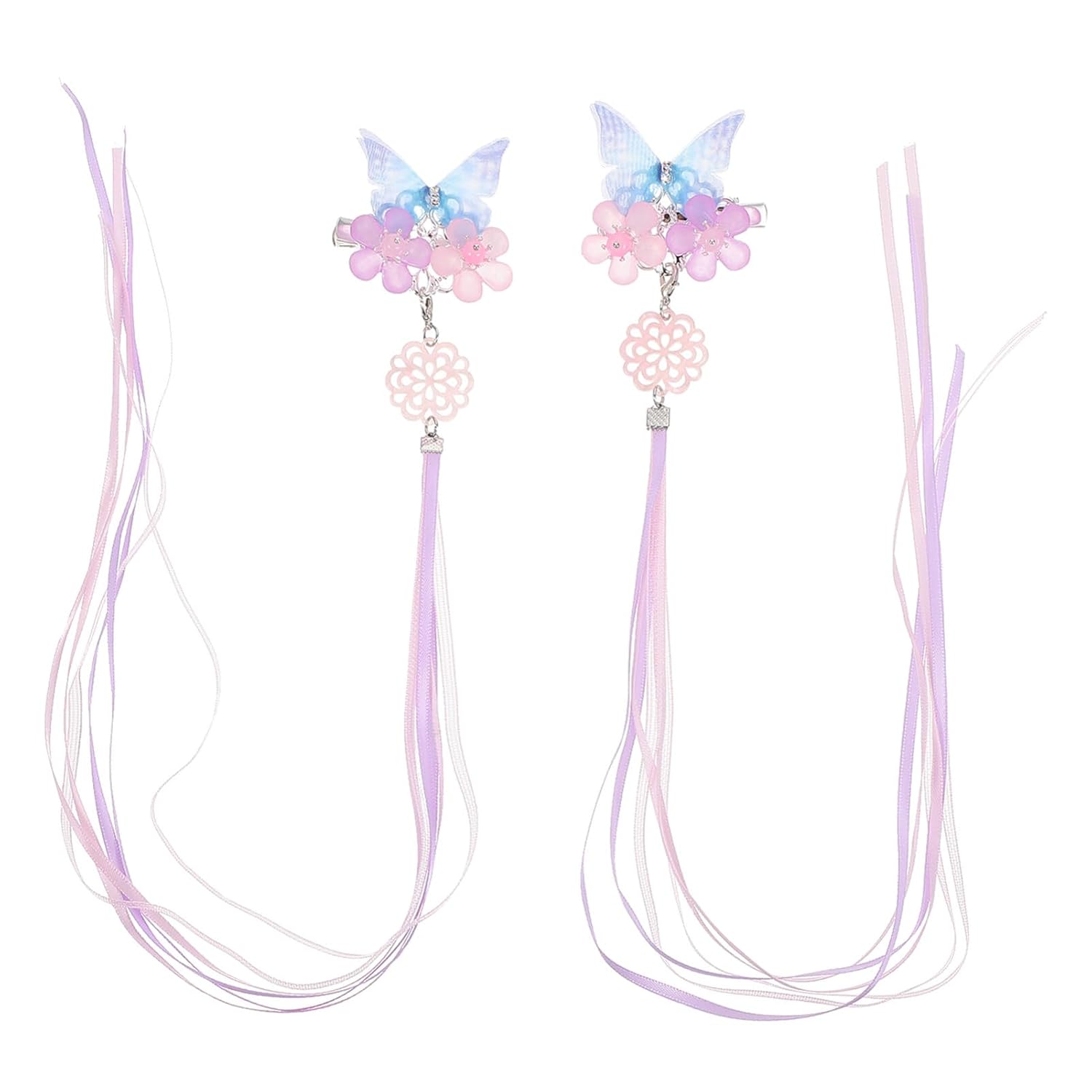 Hair Accessories - Tassel Hair Clips, Hanfu Japanese Traditional Chinese Style Hairpins, Floral Duckbill Hair Pins