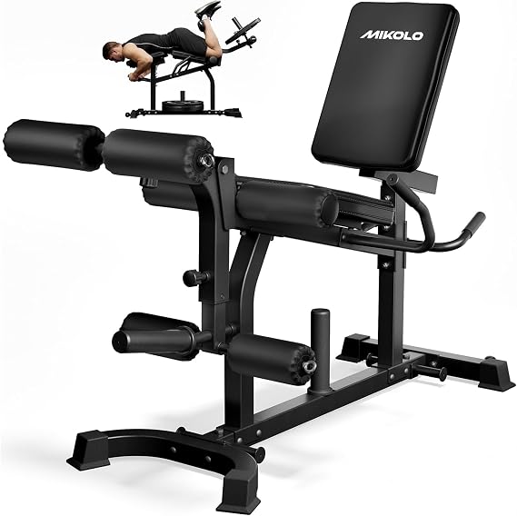 Mikolo Leg Extension and Curl Machine, Adjustable Leg Curl Machine, Seated Leg Extension and Lying Curl Machine for Home Gym, Leg Workout Equipment with Triple Loading System