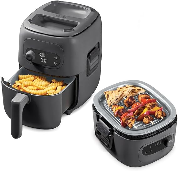 DASH Flip & Fry 2-in-1 Grill + Air Fryer, 3 QT