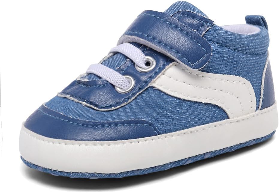 Baby Boys Girls Canvas Sneakers Toddler Non-Slip Soft Sole Newborn Infant Lightweight First Walker Crib Shoes for 0-18 Months