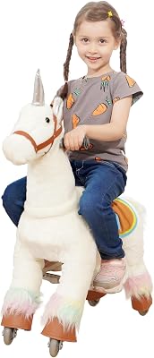 PonyFunny Small Size Ride On Horse Baby Horse Ride for Ages 3-8, Magical Unicorn Toy with Horse Riding Experience for Kids