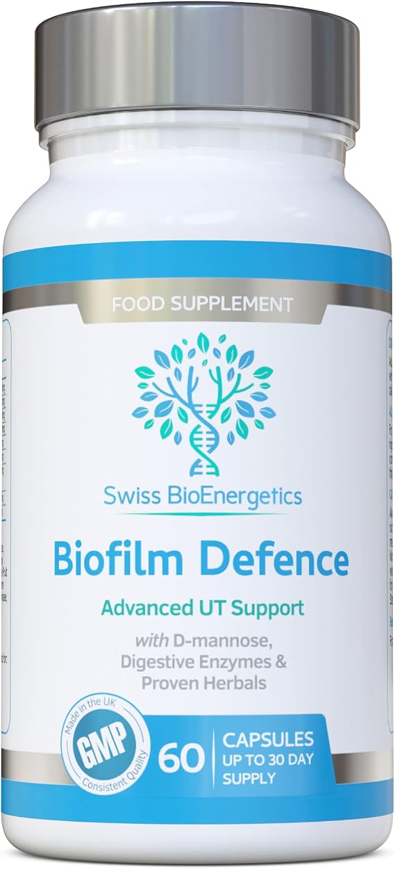 Biofilm Defence 60 Capsules - D-Mannose and a Comprehensive Blend of Enzymes for Advanced Digestive & Urinary Tract Support - UK Made