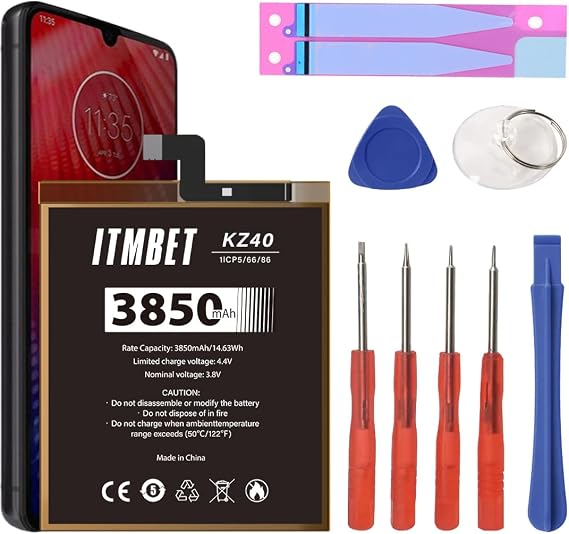 for Moto Z4 Battery Replacement, 3850mAh High Capacity KZ40 Battery for Motorola Moto Z4 XT1980 with Replacement Repair Tools Kit