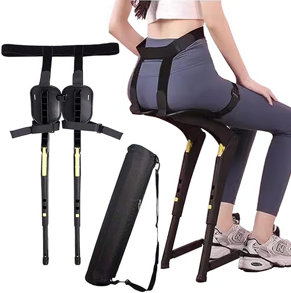 Wearable Chair Invisible Seats, Exoskeleton Levitation Seat, Folding Fishing Portable Seat Lightweight Chair, Bear Up to 100kg, for Fishing, Concert, Subway, Black