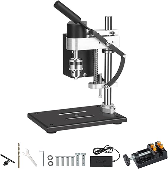 Mini Bench Drill Press, Precision Benchtop Drilling Machine, 4000RPM Elecric Portable Table Driller B10 Chuck for Metal Wooden Acrylic DIY Jewelry Making Crafts Tool