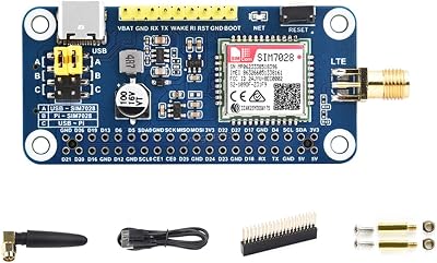 SIM7028 NB-IoT HAT for Raspberry Pi, Supports Global Band NB-IoT, Small Size, Low Power Consumption, Includes GSM Antenna, USB Cable, Headers, Standoffs