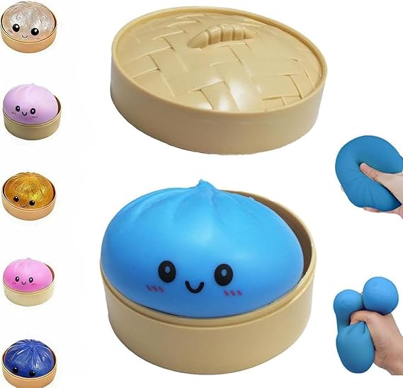 Dumpling Squishies,Glitter Dumpling, Glitter Squishy with Box,Easter Basket Stuffers(Blue)
