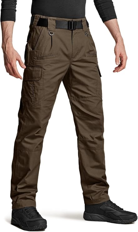 CQR Men's Tactical Pants, Water Resistant Ripstop Cargo Pants, Lightweight EDC Hiking Work Pants, Outdoor Apparel
