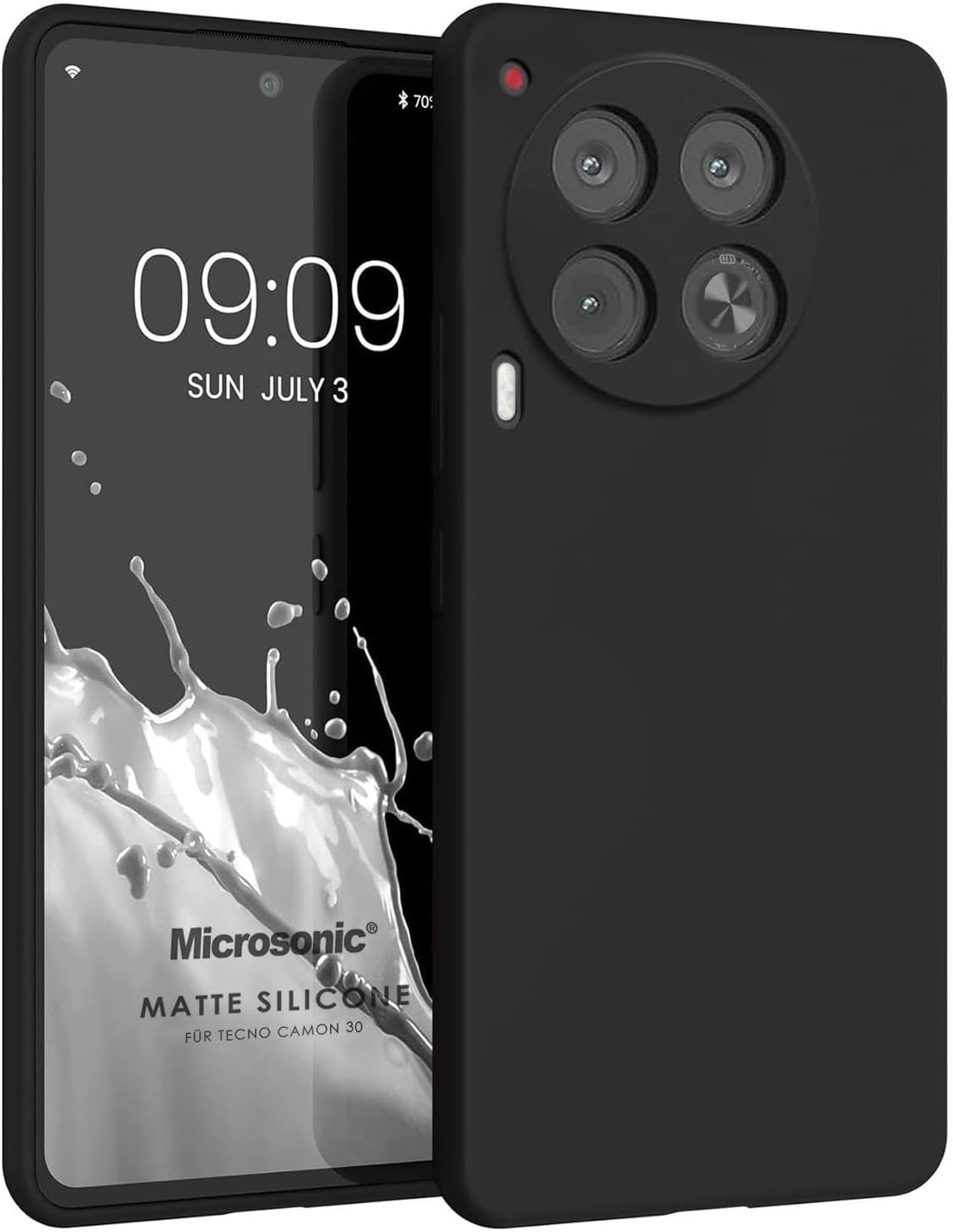 Case for Microsonic Matte Silicone TECNO Camon 30 Black [Case Compatible with Camon 30 - Black]
