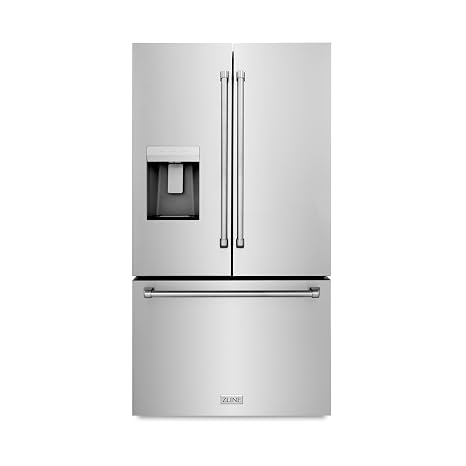 ZLINE 36 in. 28.9 cu. ft. Standard-Depth French Door External Water Dispenser Refrigerator with Dual Ice Maker in Fingerprint-Resistant Stainless Steel (RSM-W-36)