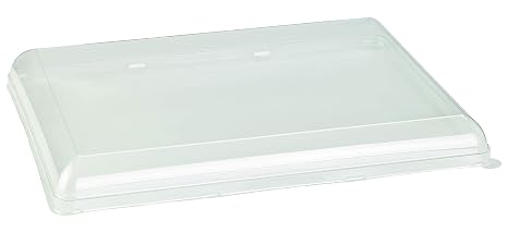 PacknWood- 210BCHICL4030 - Sugarcane Trays - plastic trays with lids - plastic tray cover-dessert tray with lid- lid cover- serving platter with lid- (15.3" x 11.4") - Case of 50