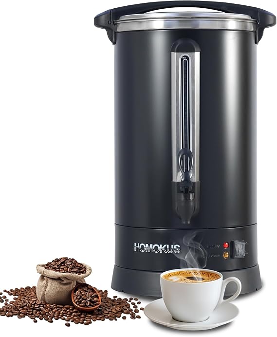 Commercial Coffee Urn,120 Cup Commercial Coffee Maker,18L Double Wall Stainless Steel Large Hot Coffee Dispenser Hot Water Urn,1500W Quick Brew Electric Coffee Percolator (Dark Grey)