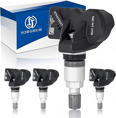 Sorghum Tire Pressure Monitoring System - Pre-Programmed TPMS Sensors 4 Packs 433MHz Compatible with 2013-2019 Volkswagen Jetta Beetle Passat Tiguan Audi A3 Q3 Porsche 911 Replace# 5Q0907275