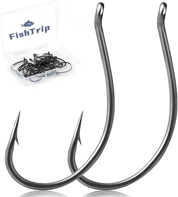 Fishrip 50pcs Drop Shot Hooks, Wacky Rig Hooks for Bass Fishing