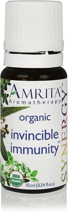AMRITA Aromatherapy: Invincible Immunity Synergy Blend - Organic Essential Oil Blend of Bay Laurel, Thyme Borneol, Thyme Linalol, Red Thyme, Eucalyptus Radiata, Tea Tree, Oregano Size: 60ML