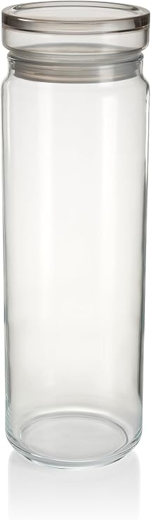Comptoir de famille 2L Glass Spaghetti Jar with Lid - Stackable & Nestable Airtight, Durable Pasta Storage - Dishwasher Safe