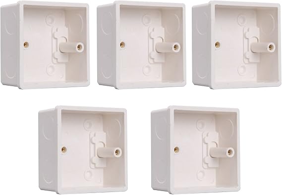 5pcs 86x86x40mm White PVC Wall Mounted Junction Box, Recessed Electrical/Outlet Mounting Box