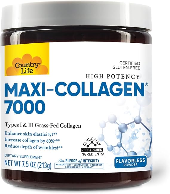 Country Life Maxi-Collagen 7000 Powder, Verisol Peptides, 7.5 oz
