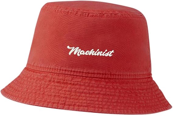 Bucket Hat for Men Women Machinist Embroidered Washed Cotton Unisex Bucket Hats