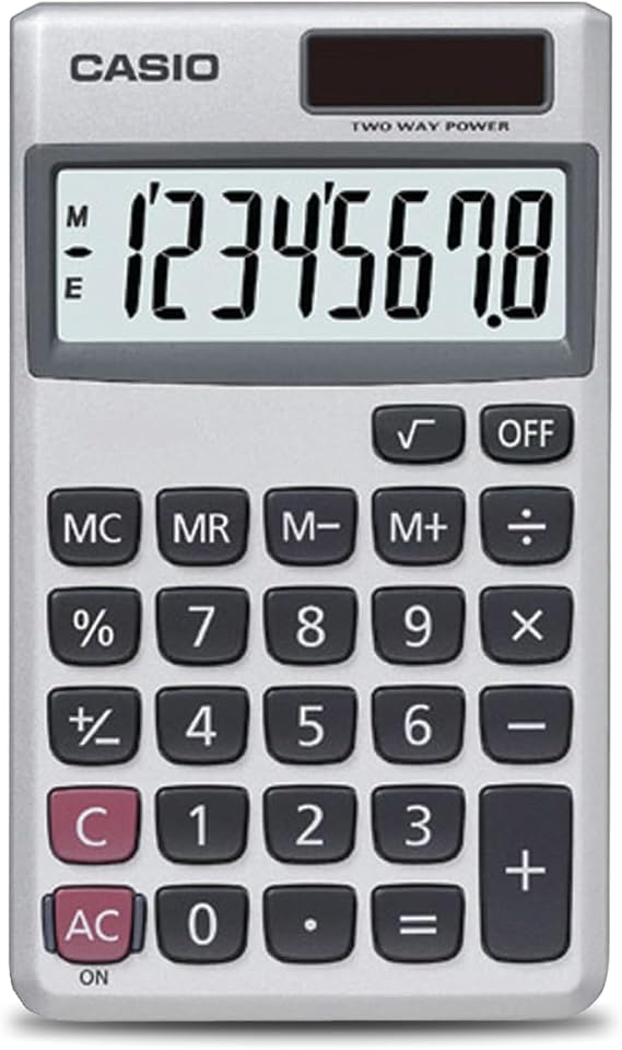 Casio SL-300SV Standard Function Desktop Calculator | Large 8-digit display, pocket size, basic math functions; ideal for home & office