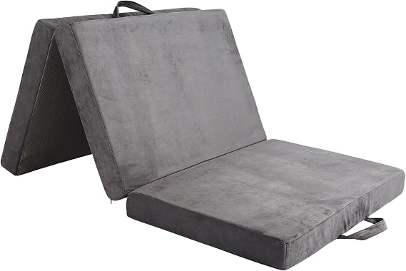 Tri-Fold Memory Foam Mattress,Single Folding Mattress with Handles and Washable Covers,Portable Floor Bed Foldable Mat for Travel & Camping & Yoga,75" x 38" x 4"