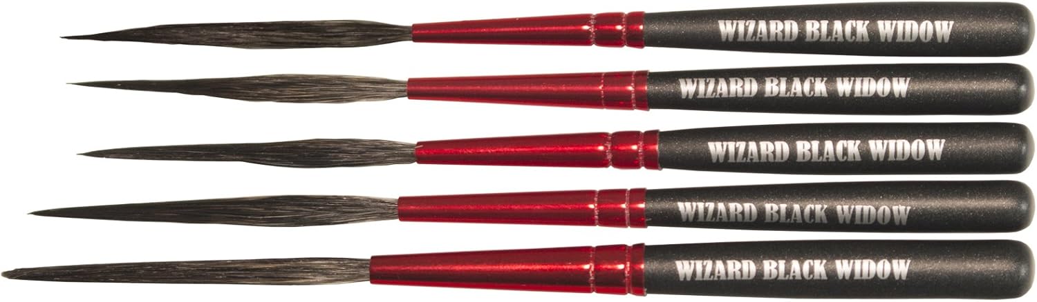 Andrew Mack Wizard Black Widow Scroll Striper Sizes 000, 00, 0, 1, 2 Set WBW