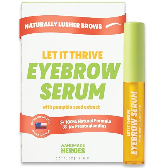 Handmade Heroes Eyebrow Serum Natural Vegan Brow Enhancer with Rosemary & Pumpkin Seed Oil Prostaglandin Free Serum for Thicker, Fuller Looking Brows Gentle & Nourishing Formula