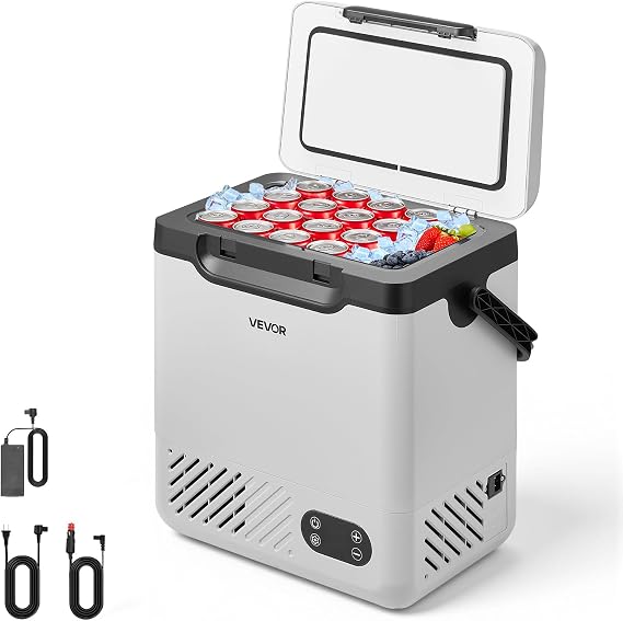 VEVOR 12 Volt Refrigerator, 12.68 QT/ 12L Car Fridge, Portable Electric Freezer Compressor with Handle, 12V/24V DC 100-240V AC,4F to 68F/-20C to 20C, for Truck Van RV SUV Boat Travel Camping