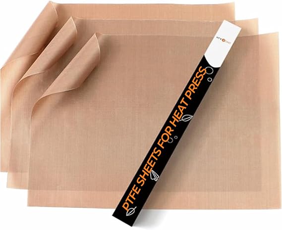 HTVRONT PTFE Sheets for Heat Press - 3 Pack Non Stick PTFE Polytetrafluoroethylene Sheet Reusable 12 x 16" PTFE Coating Paper Heat Resistant PTFE Mat(Brown)