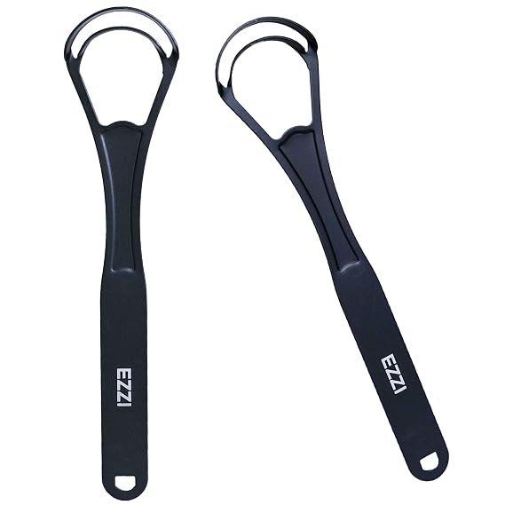 Tongue Scraper for Adults, Kids, Fresh Breath. Plaque Cleaner Made of Stainless Steel Metal