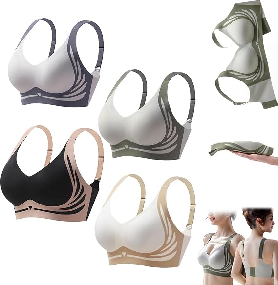 Full Coverage Seamless Bra, Wireless No Underwire Comfort Support, Anti-Sagging and Minimizing Effect