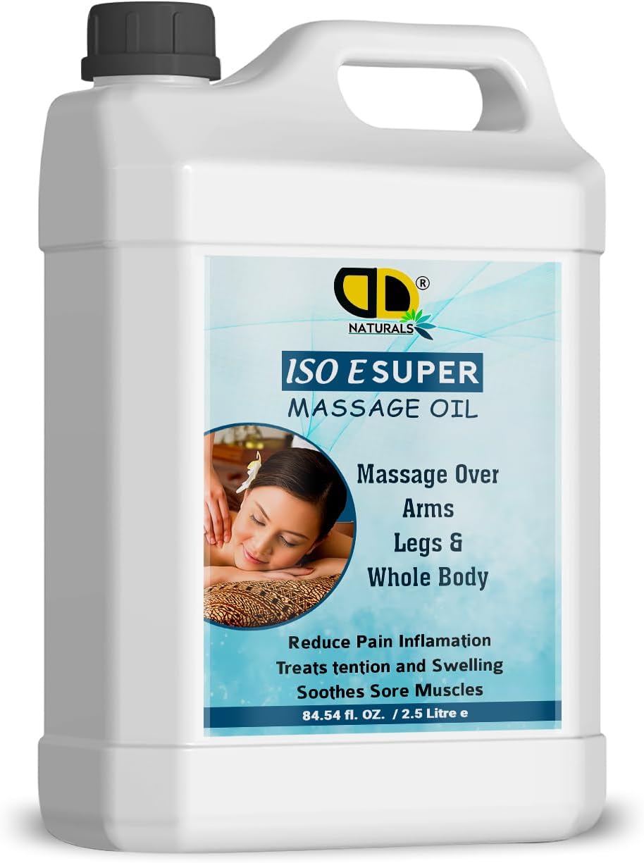 ISO Super E Relaxing Massage Oil for Sore Muscles - Spa Quality Sore Muscle Massage Oil - Warming Massage Oil Non Greasy & Body Massage Oil for Men & Women - 100% Natural 2.5 Litre