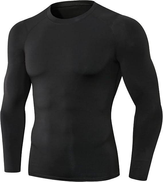 Men's Compression Shirts Long Sleeve Athletic T Shirt Workout Cool Dry Running Tops Gym Undershirts Baselayers 1/2 Pack