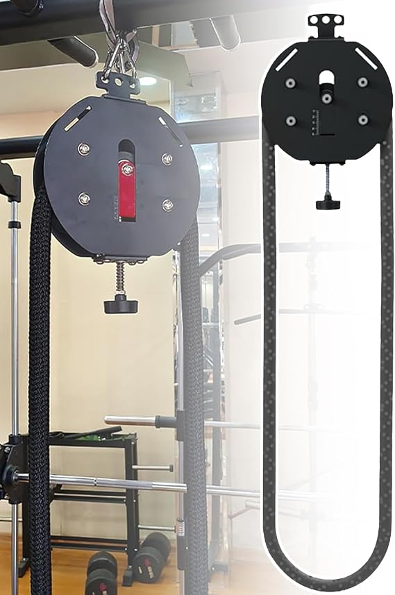 Endless Rope Trainer, Pulley Cable Machine System, Adjustable Resistance, Used for Grip, Arms, Back, Body Coordination Exercises, Home/Gym,A
