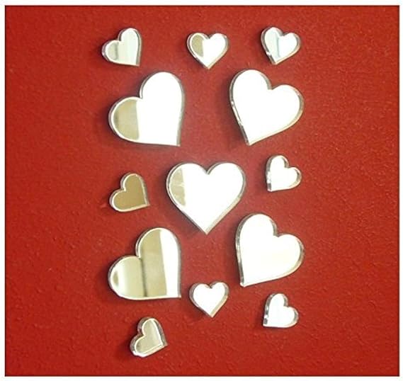 MEYA Heart Small Mirror Sticker,DIY Craft& Scrapbooking Accessory Mirror Sticker,Acrylic Hearts Mirror Decal&Murals,50PCS/lot ...