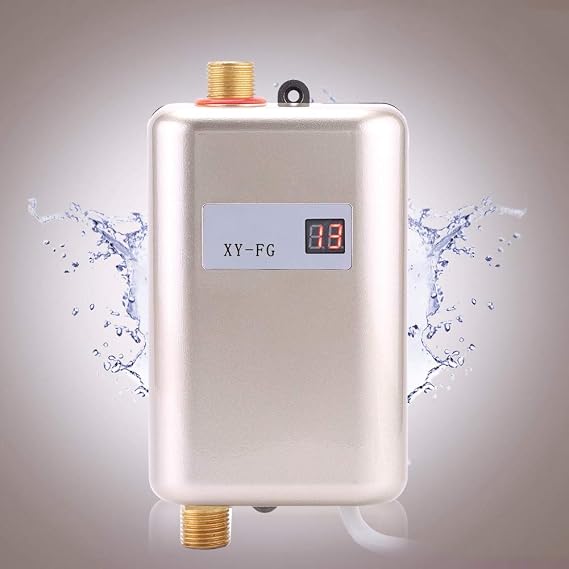 Instant Water Heater, Tankless Water Heater, 220V 3800W Mini Electric Tankless Instant Hot Water Heater Bathroom Kitchen Washing (Golden)
