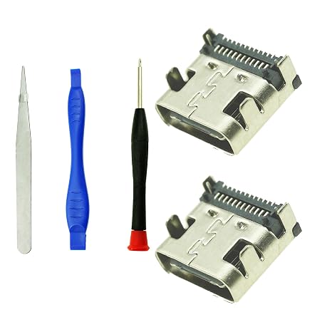 CTHTBZ 2PCS Silver Replacement Internal SYNC Power Charge Jack Socket USB C Charging Port for Valve Steam Deck Console