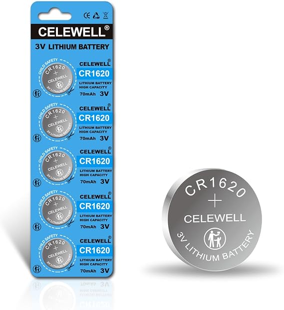 CELEWELL CR1620 5 Pack Key Fob Tracker 70mAh 3V Lithium Battery