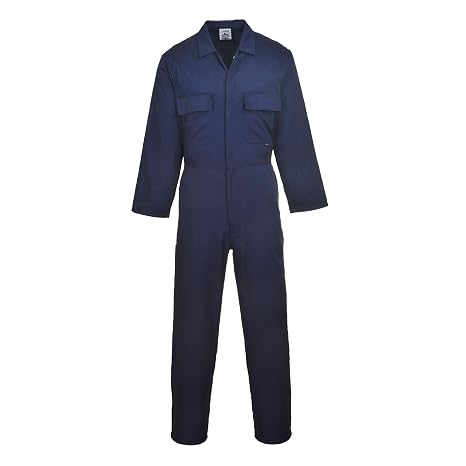 Portwest S999 Euro Polycotton Multipocket Work Coverall with Front Snap Closure, Navy, X Large | Navy, X Large, Regular, UPF 40+, Six Pockets, Elasticated Waist, Polycotton, Boiler Suit, Protective, Workwear