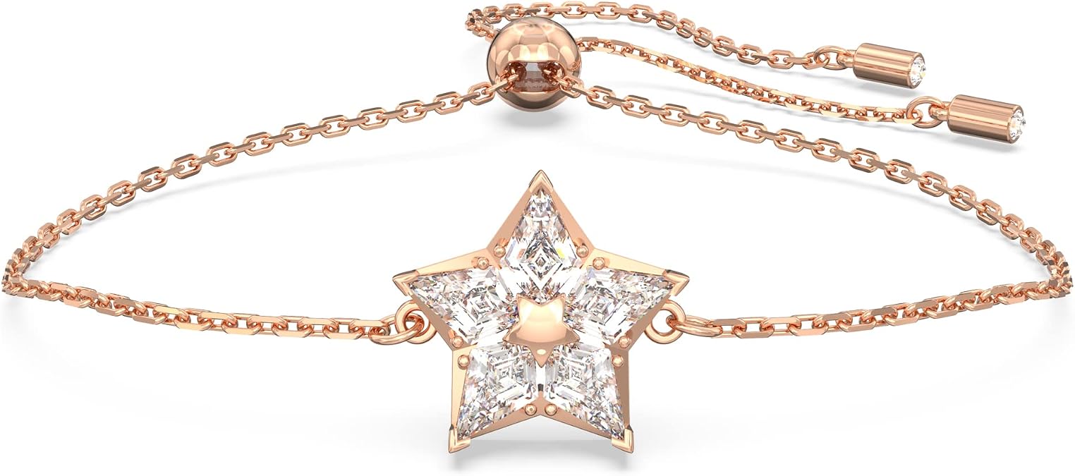 Swarovski Stella Necklace, Earrings, and Bracelet Crystal Jewelry Collection, Kite Cut Crystals, Rose Gold Tone Finish