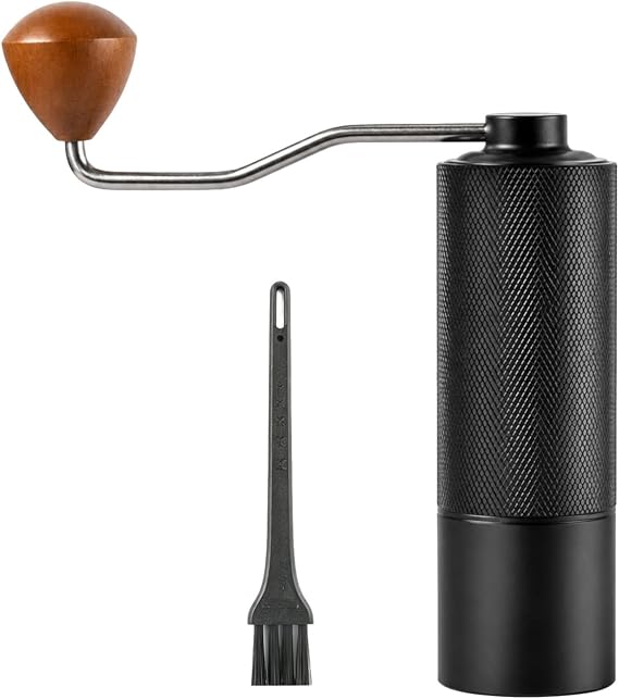 Manual Coffee Grinder with Stainless Steel Conical Burr, Hand Coffee Grinder Portable Adjustable Coarse to Fine for Espresso to French Press Camping & Home Use Black