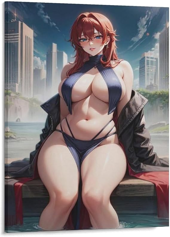 Hot Anime High School Girl Poster Canvas Wall Art Sexy Bikini Hot Spring Building Room Decor Home Bar Kitchen Coffee Man Cave Garage Wall Decor Art Frameless 8x10inch