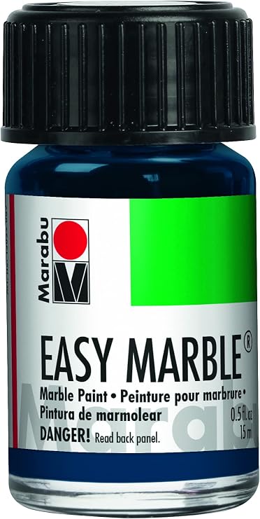 Marabu Easy Marble Paint - Dark Denim - Submerge Yourself in the Depths of Artistic Exploration with This Rich and Alluring Blue Shade - 15ml